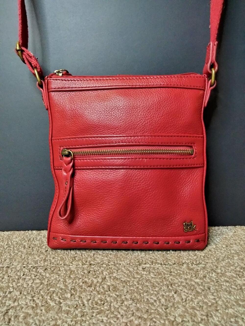The Sak Scarlet Pebble Leather Crossbody Bag - Multi Pocket - Pebbled